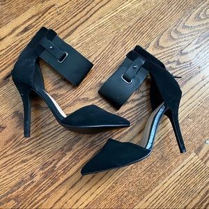 Black Ankle Buckle Pointed heels